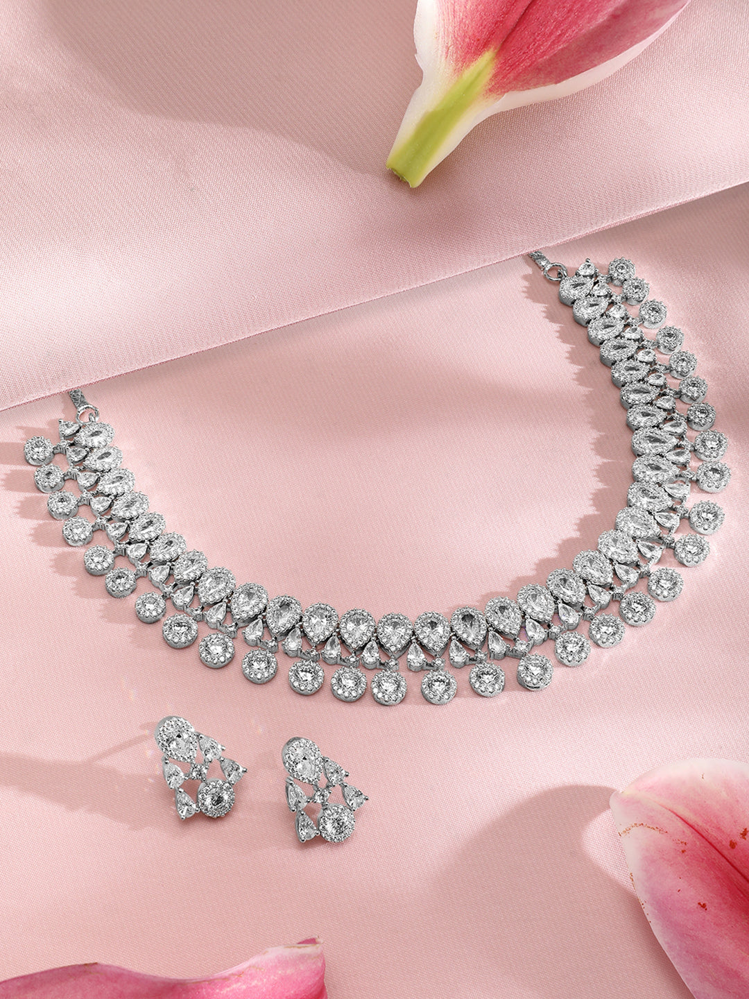 Necklace Set in American Diamond Zirconia Silver
