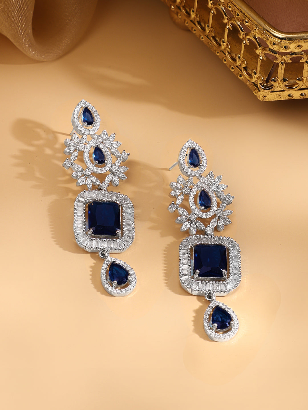 Blue Drop American Diamond Zirconia Necklace Set フリーサイズ