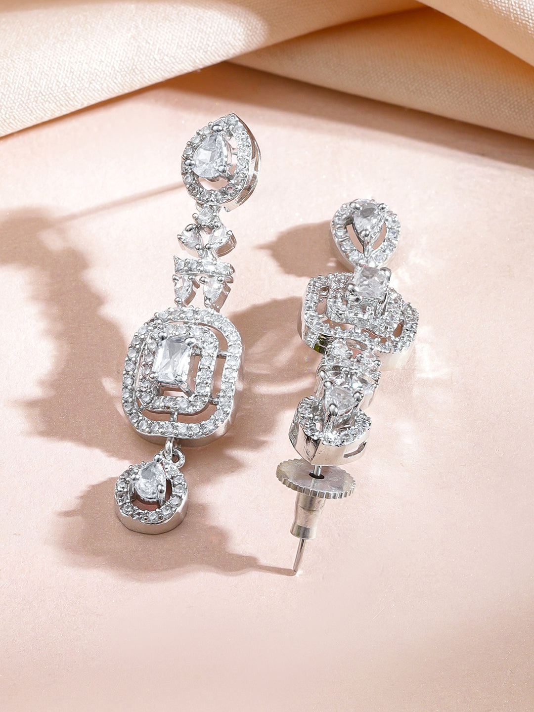 White American Diamond Zirconia Studded Necklace Set フリーサイズ