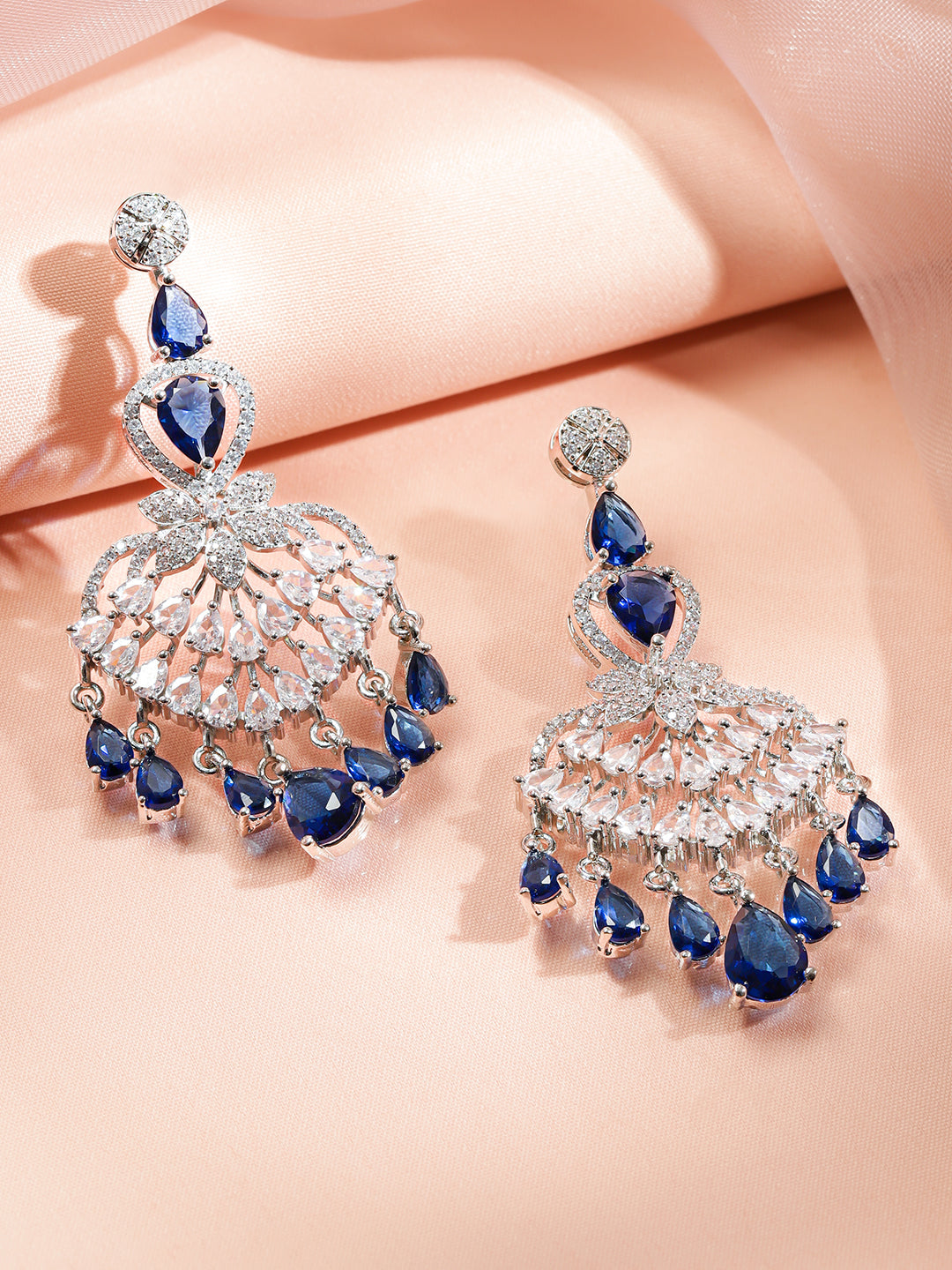 Blue Studded Triple Layered Necklace Set フリーサイズ