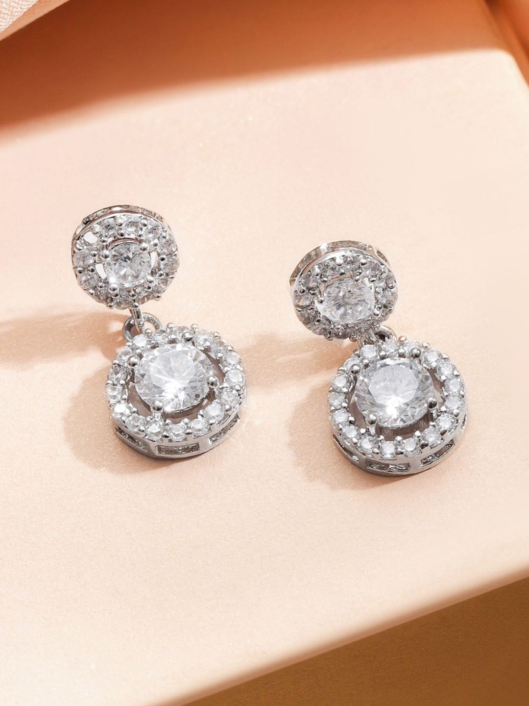 Solitaire Shine American Diamond Zirconia Necklace Set フリーサイズ