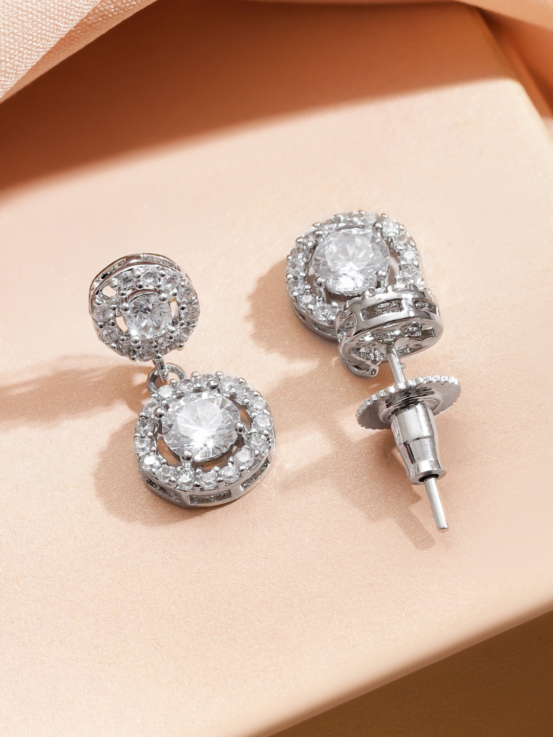 Solitaire Shine American Diamond Zirconia Necklace Set フリーサイズ