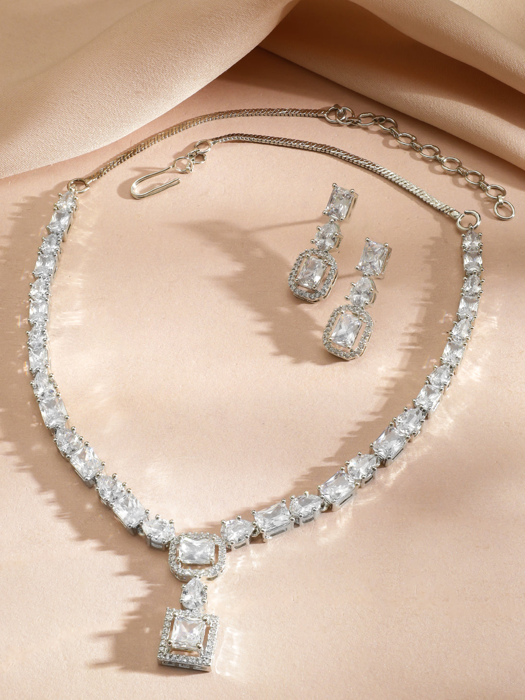 White American Diamond Zirconia Necklace Set フリーサイズ