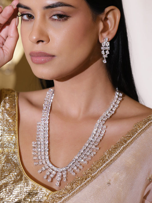 Timeless White American Diamond Crystal Necklace フリーサイズ