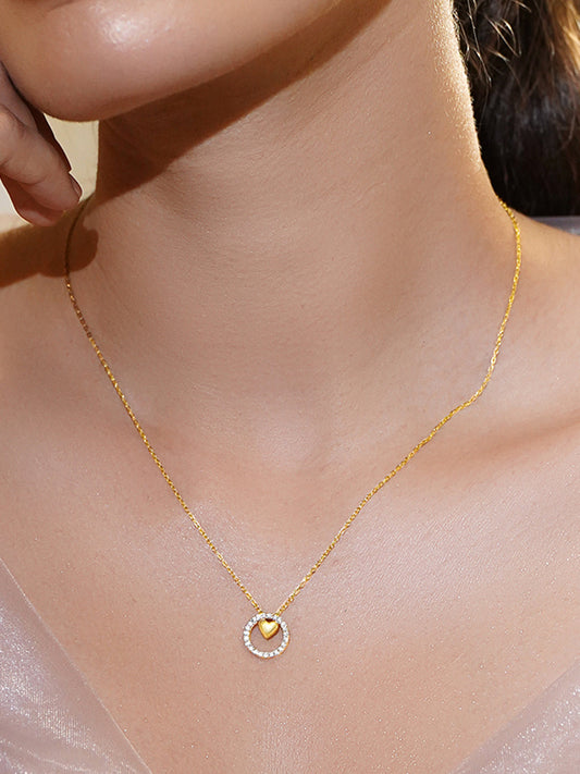 【Rubans】 American Diamond Zirconia Heart Charm Pendant Set｜アメリカンダイヤモンド ハートチャーム ペンダントセット
