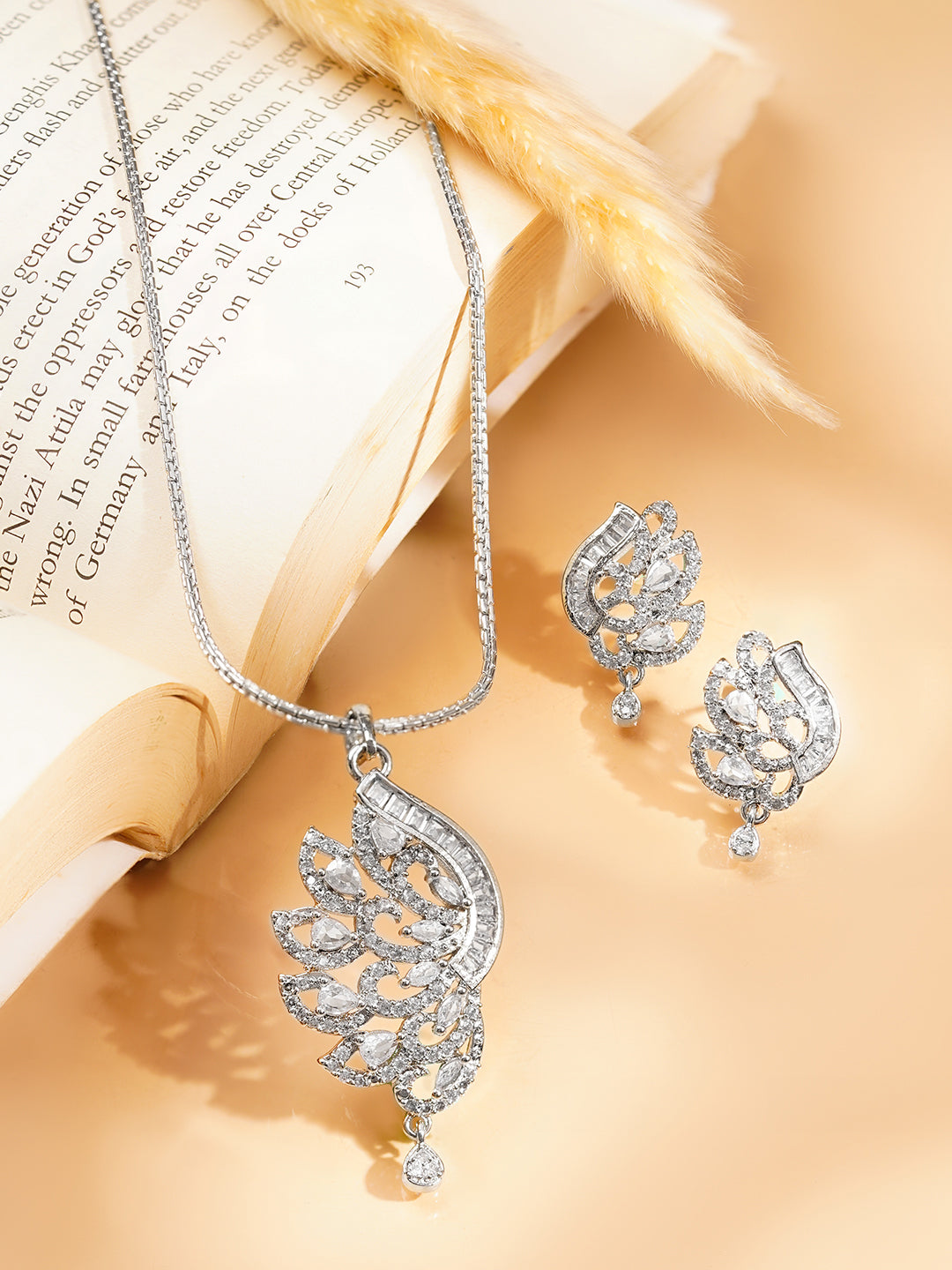 【Rubans】 Rhodium Plated American Diamond Zirconia Pendant Set｜ロジウムメッキ アメリカンダイヤモンド ペンダントセット