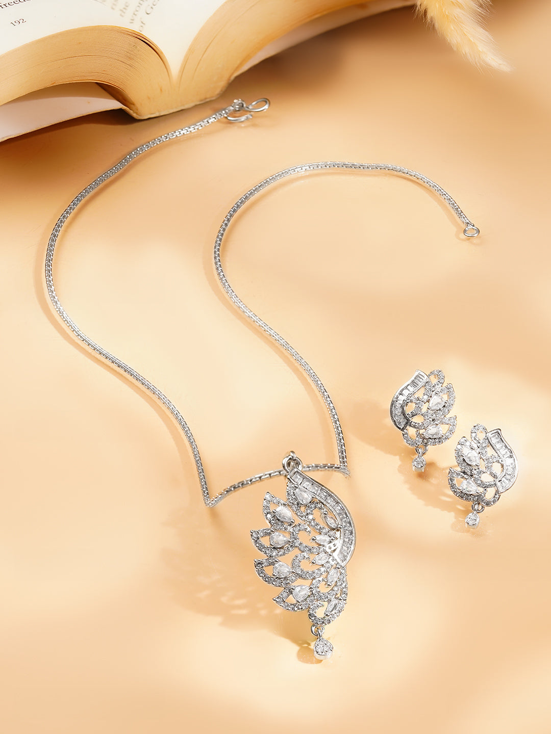【Rubans】 Rhodium Plated American Diamond Zirconia Pendant Set｜ロジウムメッキ アメリカンダイヤモンド ペンダントセット