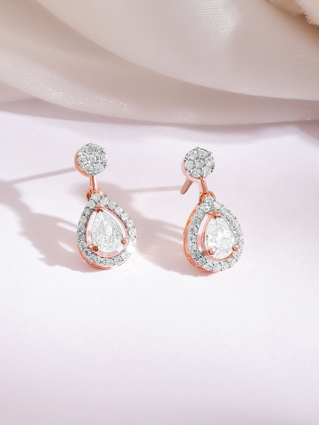 【Rubans】 Rose Gold Plated Cubic Zirconia Teardrop Choker Necklace Set｜ローズゴールドメッキ キュービックジルコニア ティアドロップ チョーカー ネックレスセット