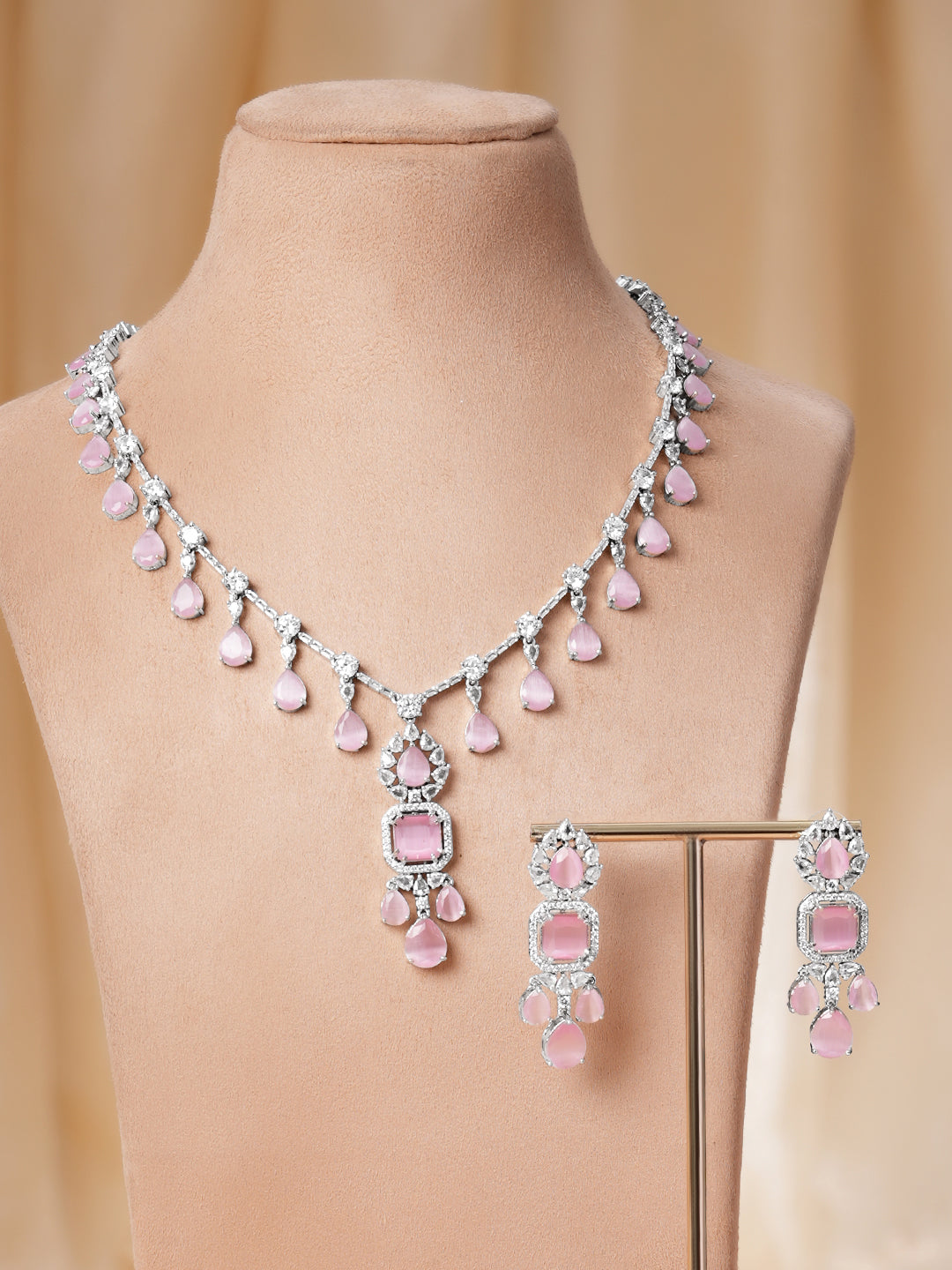 Blush Bloom Crystal Pink Necklace Set フリーサイズ