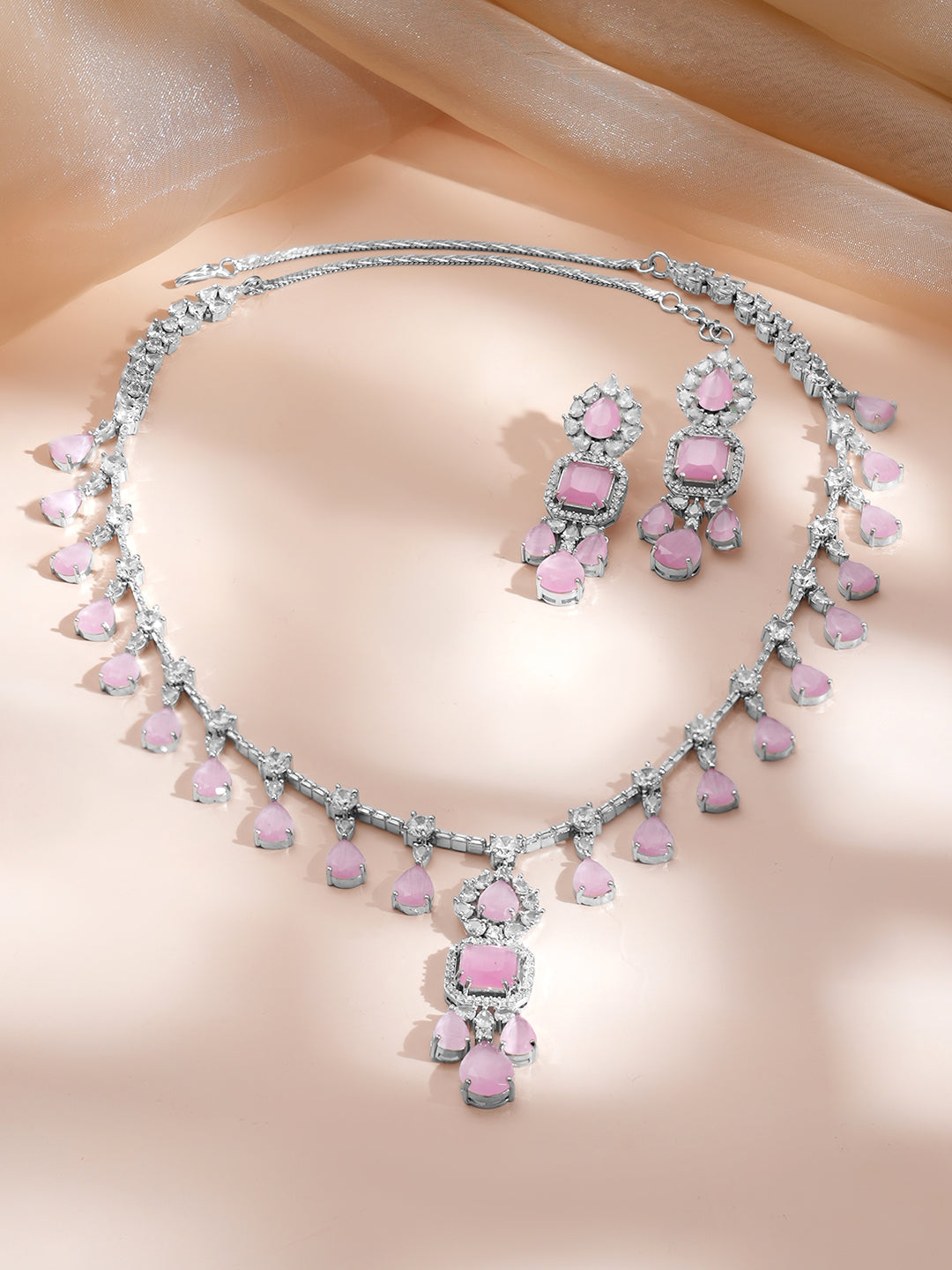 Blush Bloom Crystal Pink Necklace Set フリーサイズ