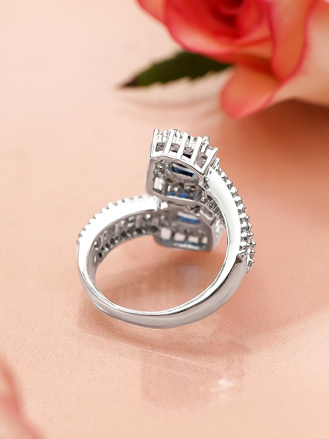 Blue Studded American Diamond Zirconia Ring フリーサイズ