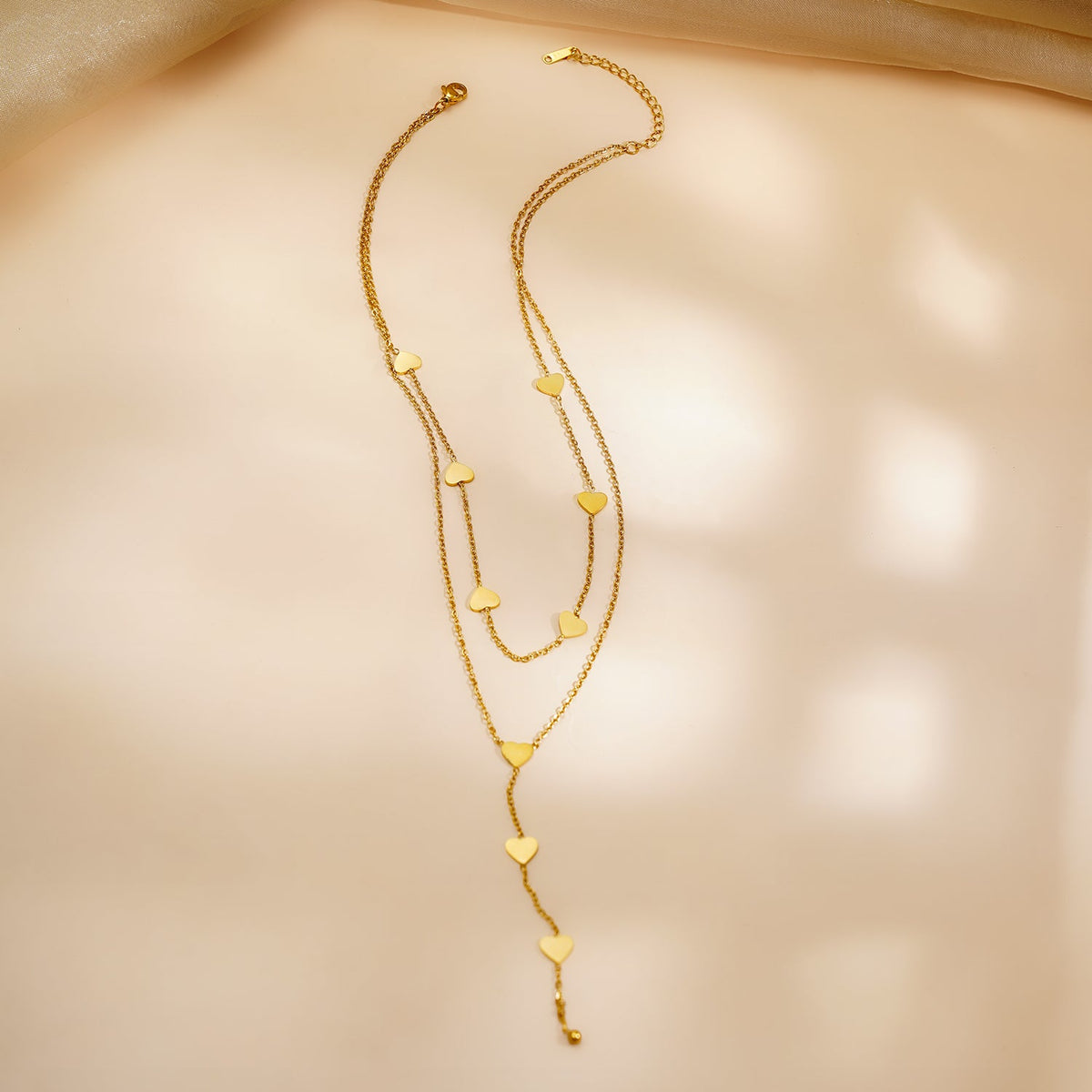 Demi Fine 18K Gold Plated Stainless steel Multi Heart Charm Layered Necklace Length - 26.5 cm