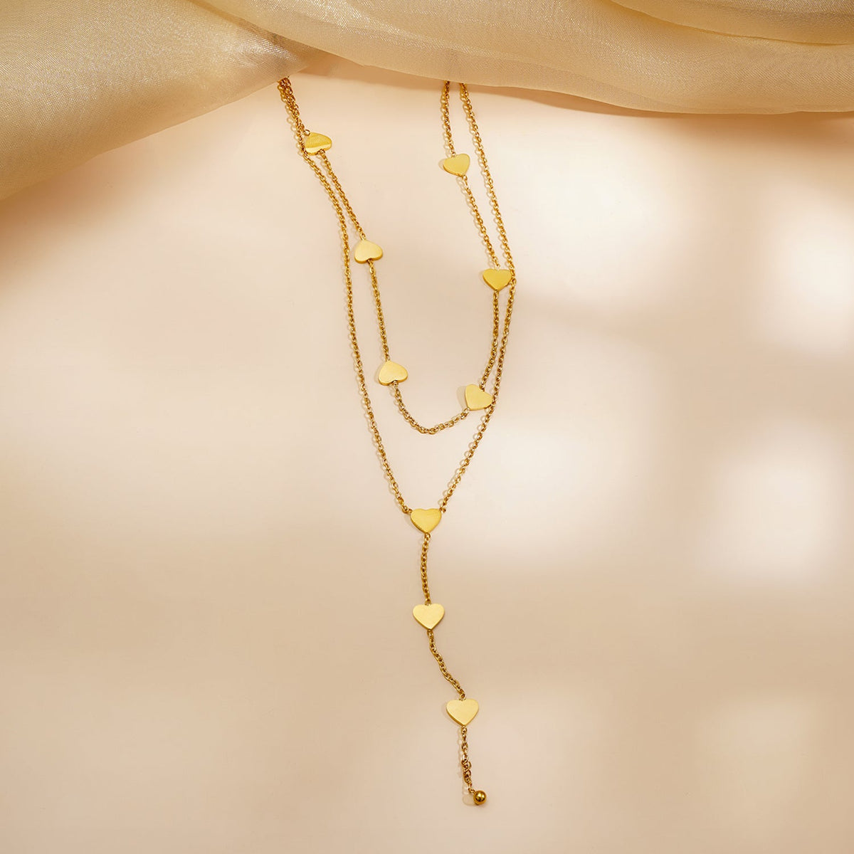 Demi Fine 18K Gold Plated Stainless steel Multi Heart Charm Layered Necklace Length - 26.5 cm