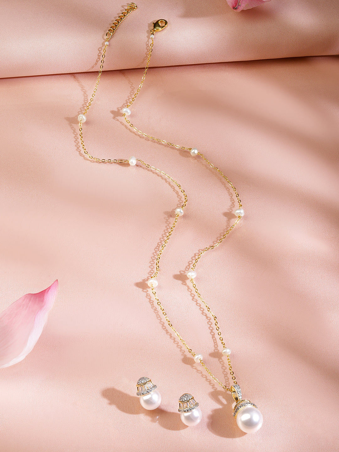 Moon Pearl Crystal Pendant Set フリーサイズ