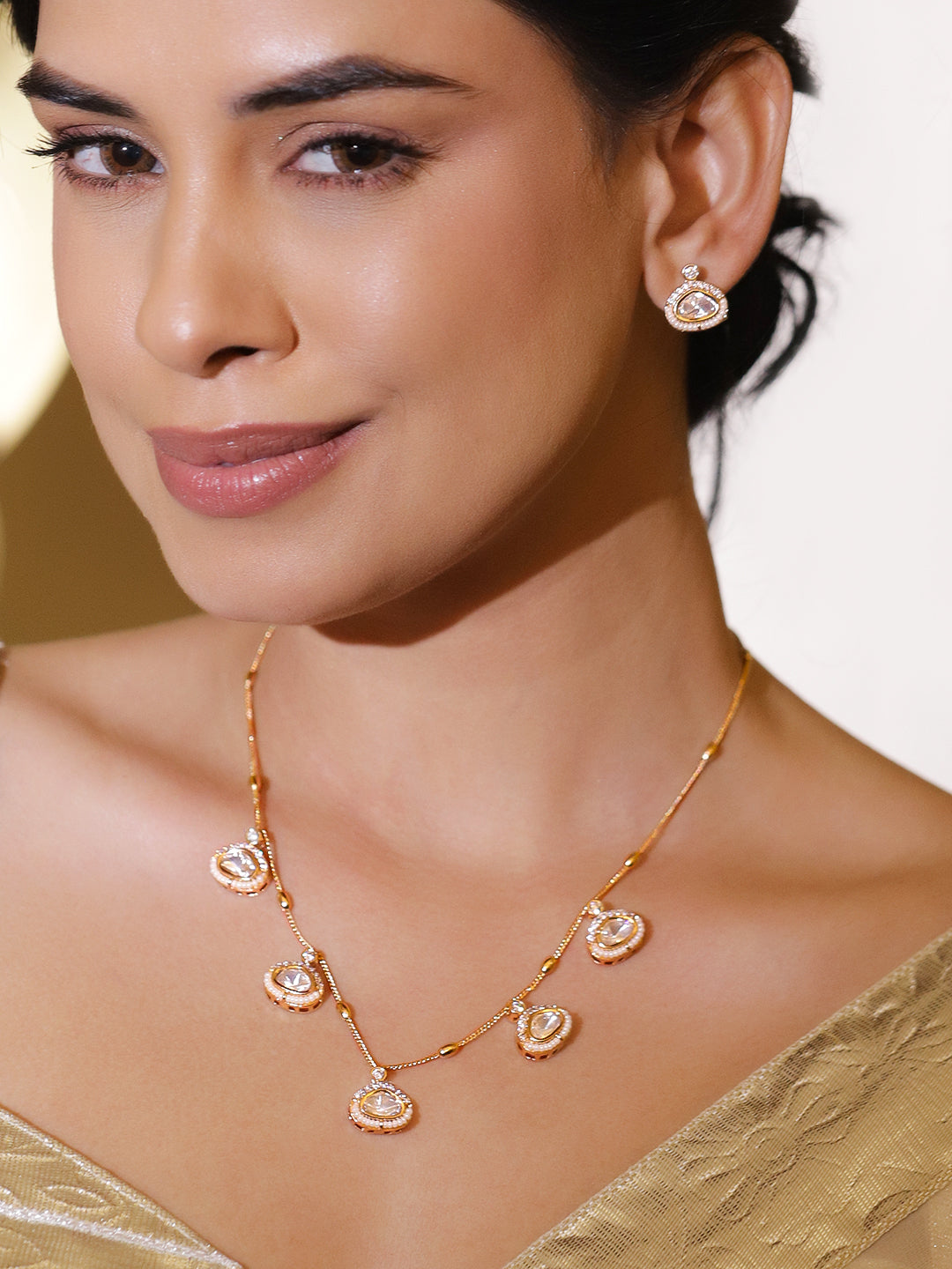 Dewdrops Kundan Necklace Set フリーサイズ