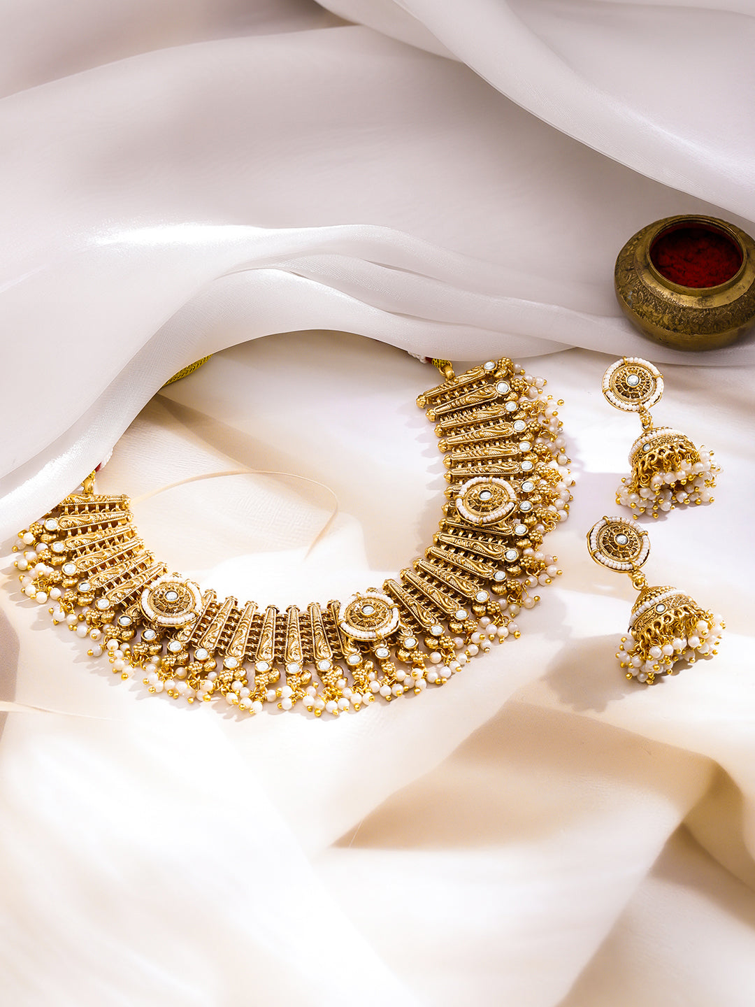Regal Trinity Necklace with Jhumka フリーサイズ