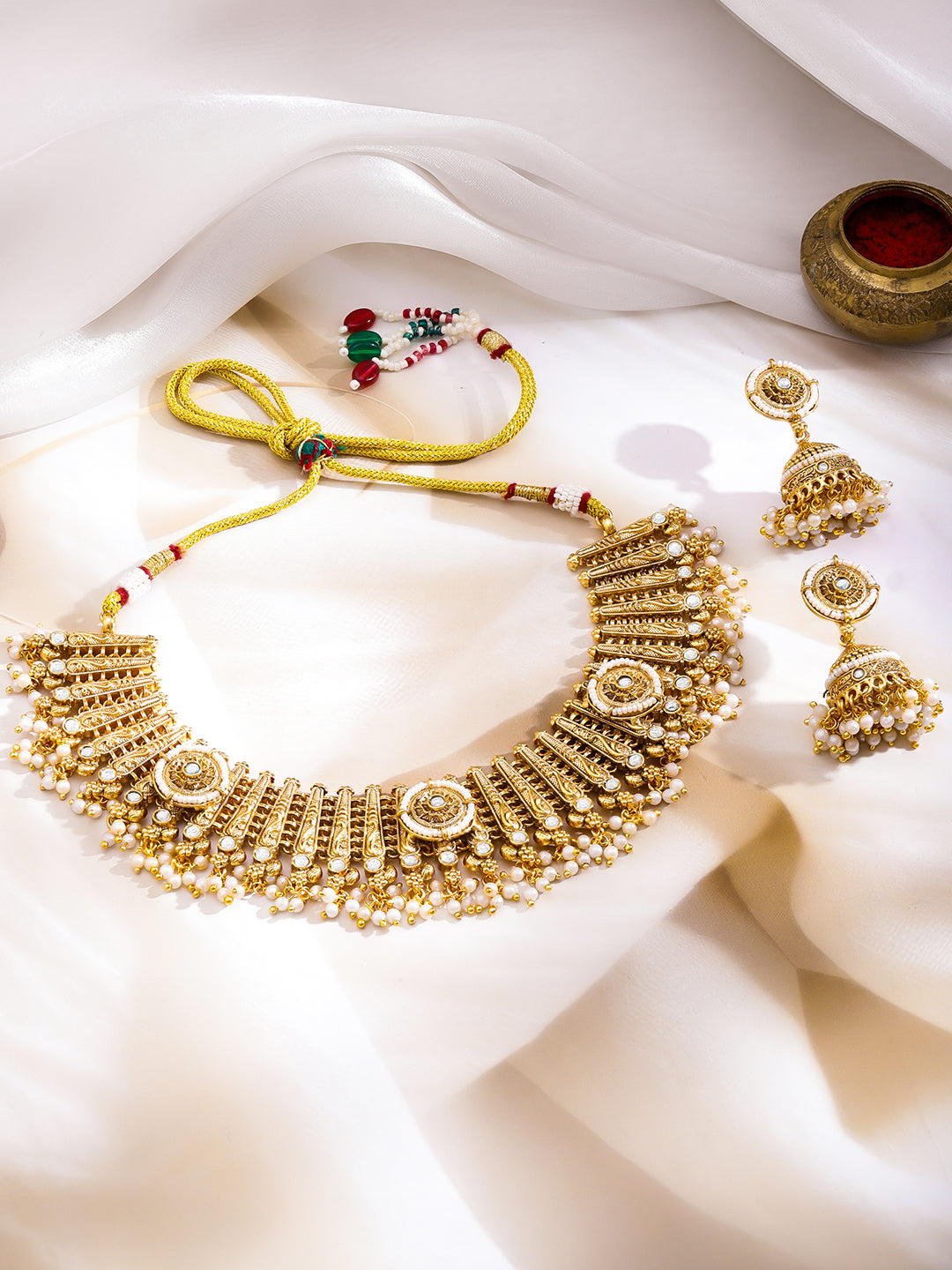 Regal Trinity Necklace with Jhumka フリーサイズ