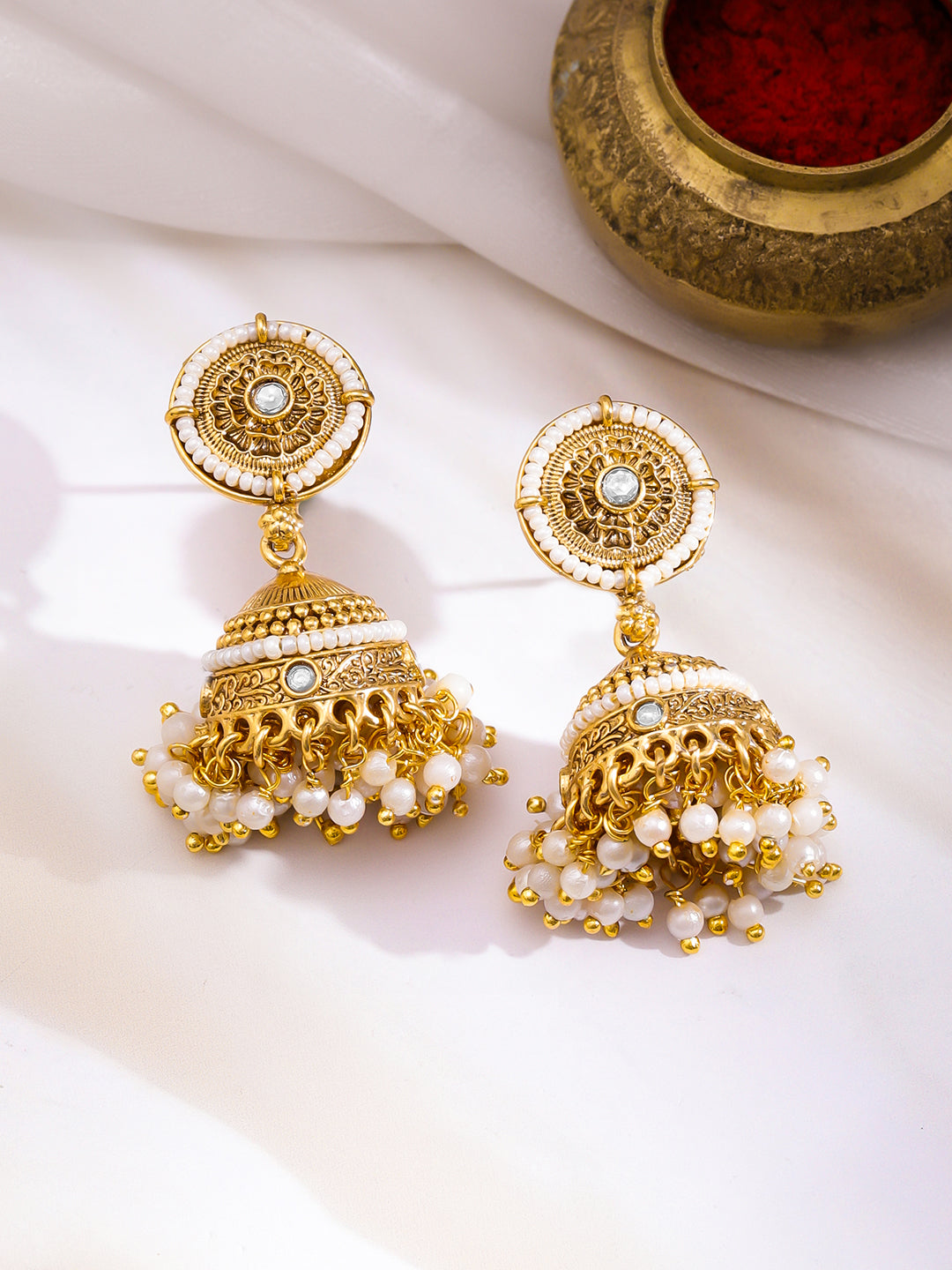 Regal Trinity Necklace with Jhumka フリーサイズ