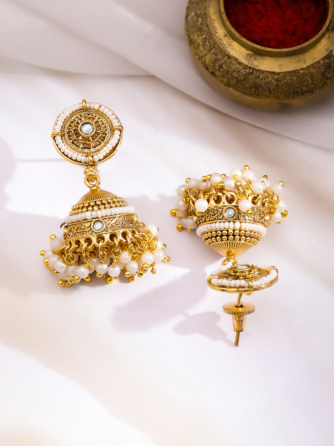 Regal Trinity Necklace with Jhumka フリーサイズ