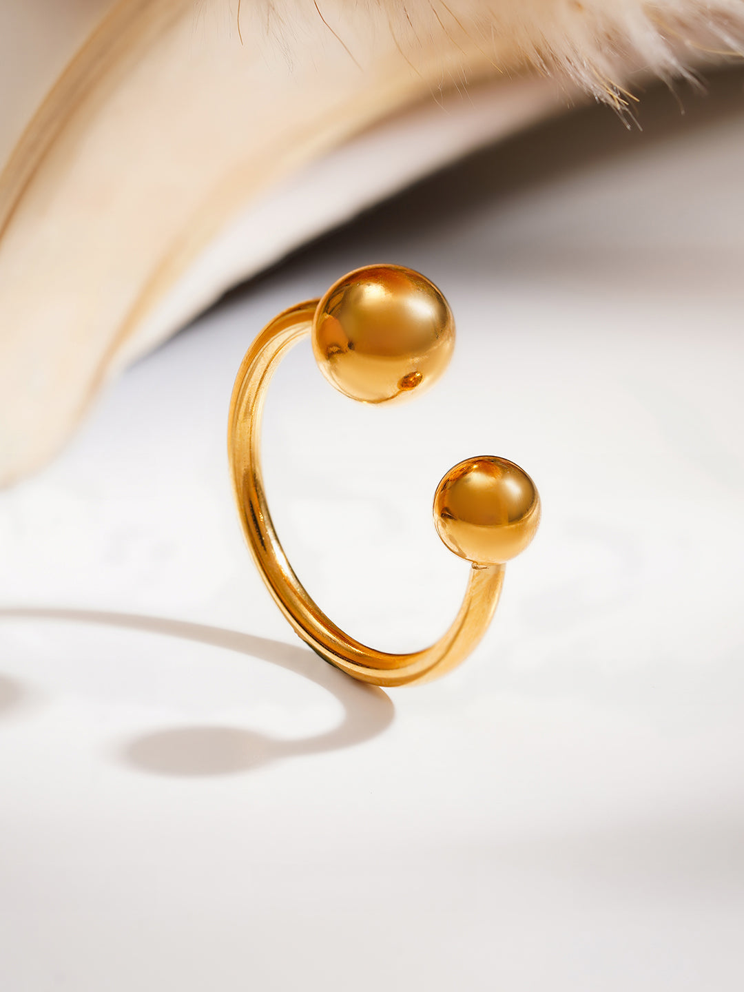 Demi Fine 18K Gold Plated Stainless steel Minimal Dual Sphere Ring Length - Regular