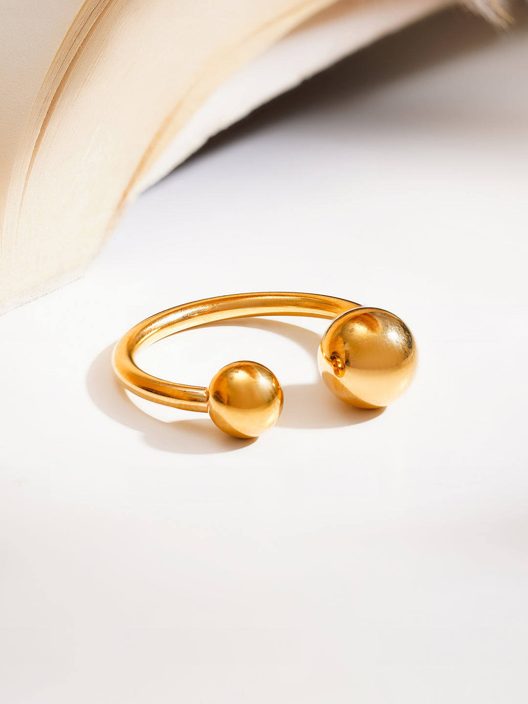 Demi Fine 18K Gold Plated Stainless steel Minimal Dual Sphere Ring Length - Regular
