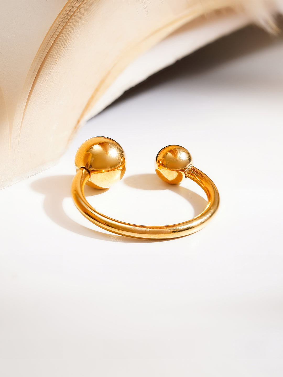 Demi Fine 18K Gold Plated Stainless steel Minimal Dual Sphere Ring Length - Regular
