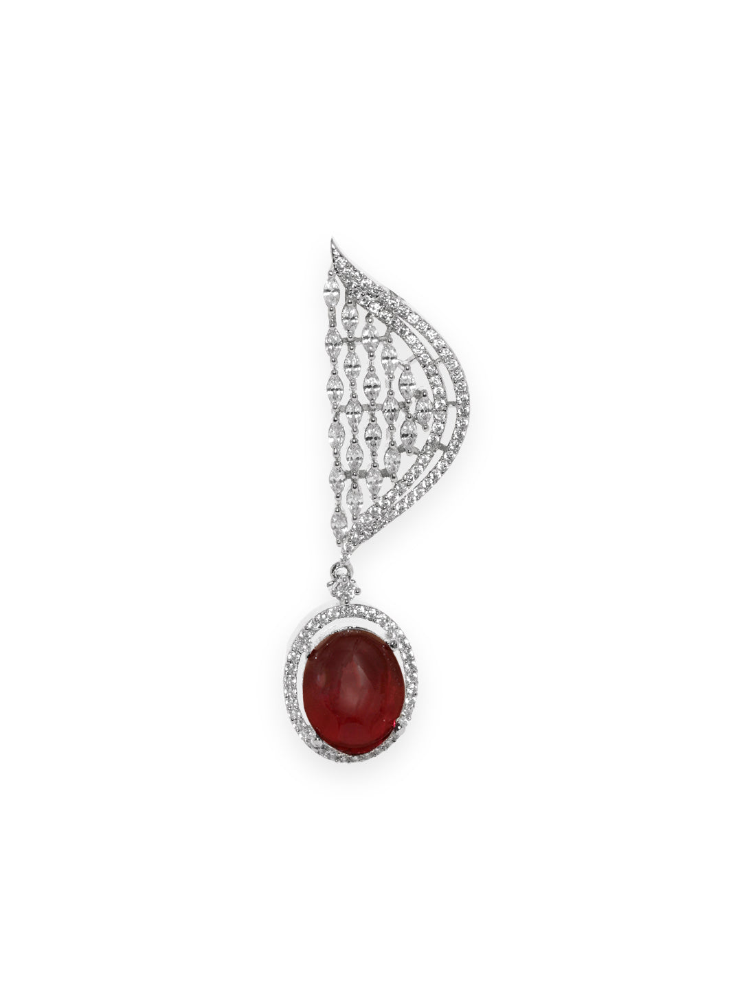 Sleek Scarlet Tone American Diamond Zirconia Danglers Red