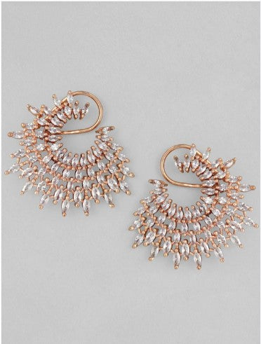 Rubans Rose Gold Plated Handcrafted Zircon Stone Stud Earrings Rose Gold