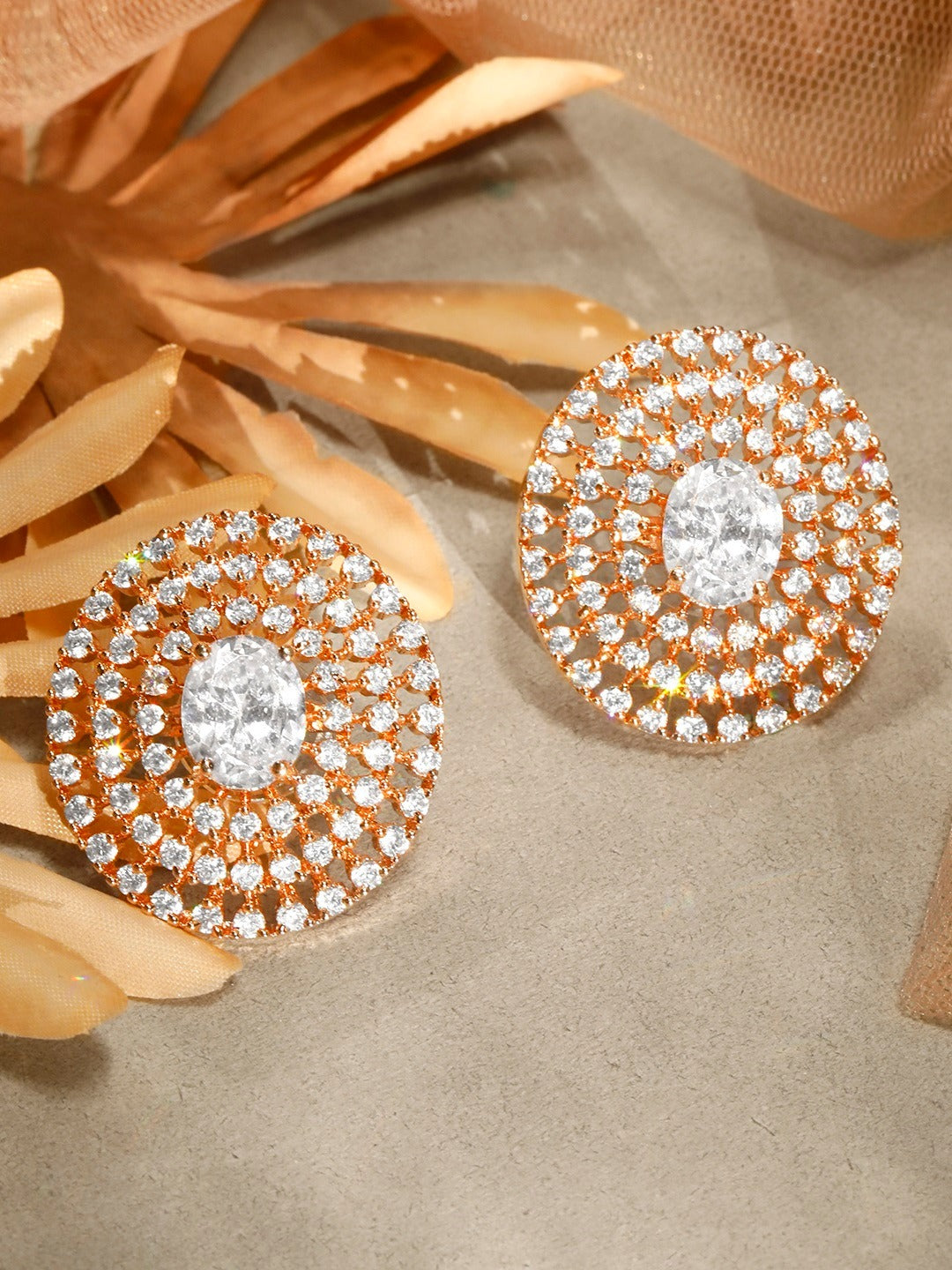Classic Spark American Diamond Zirconia Studs Rose Gold