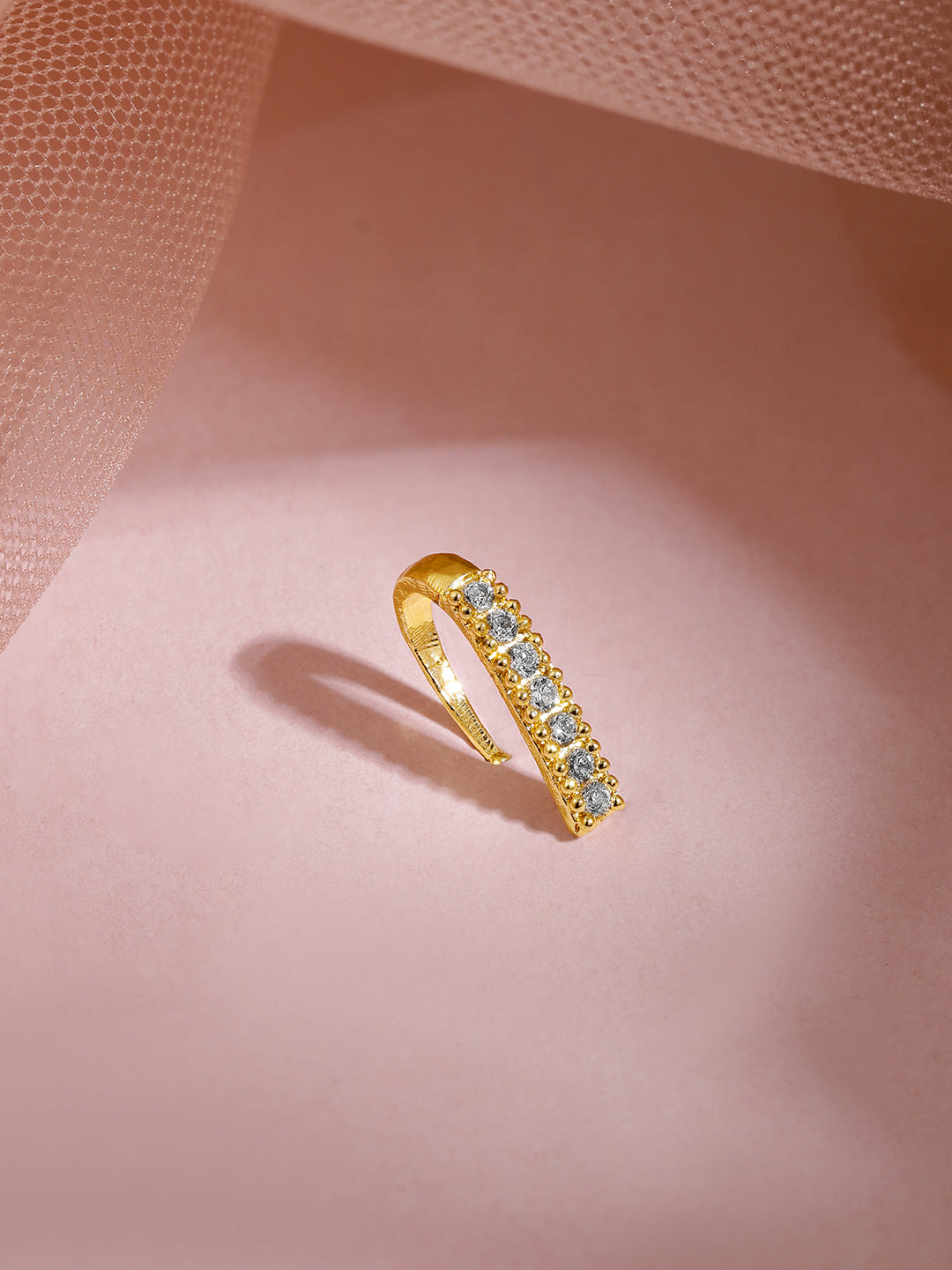 Rubans Gold Plated Handcrafted Zircon Stone Nose Clip Gold