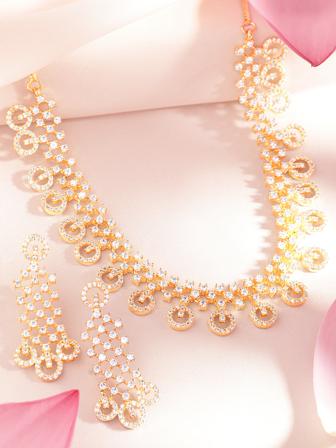 【Rubans】 Gold Plated Handcrafted Studded Necklace Set｜ゴールドメッキ ハンドクラフト ストーンスタッデッド ネックレスセット