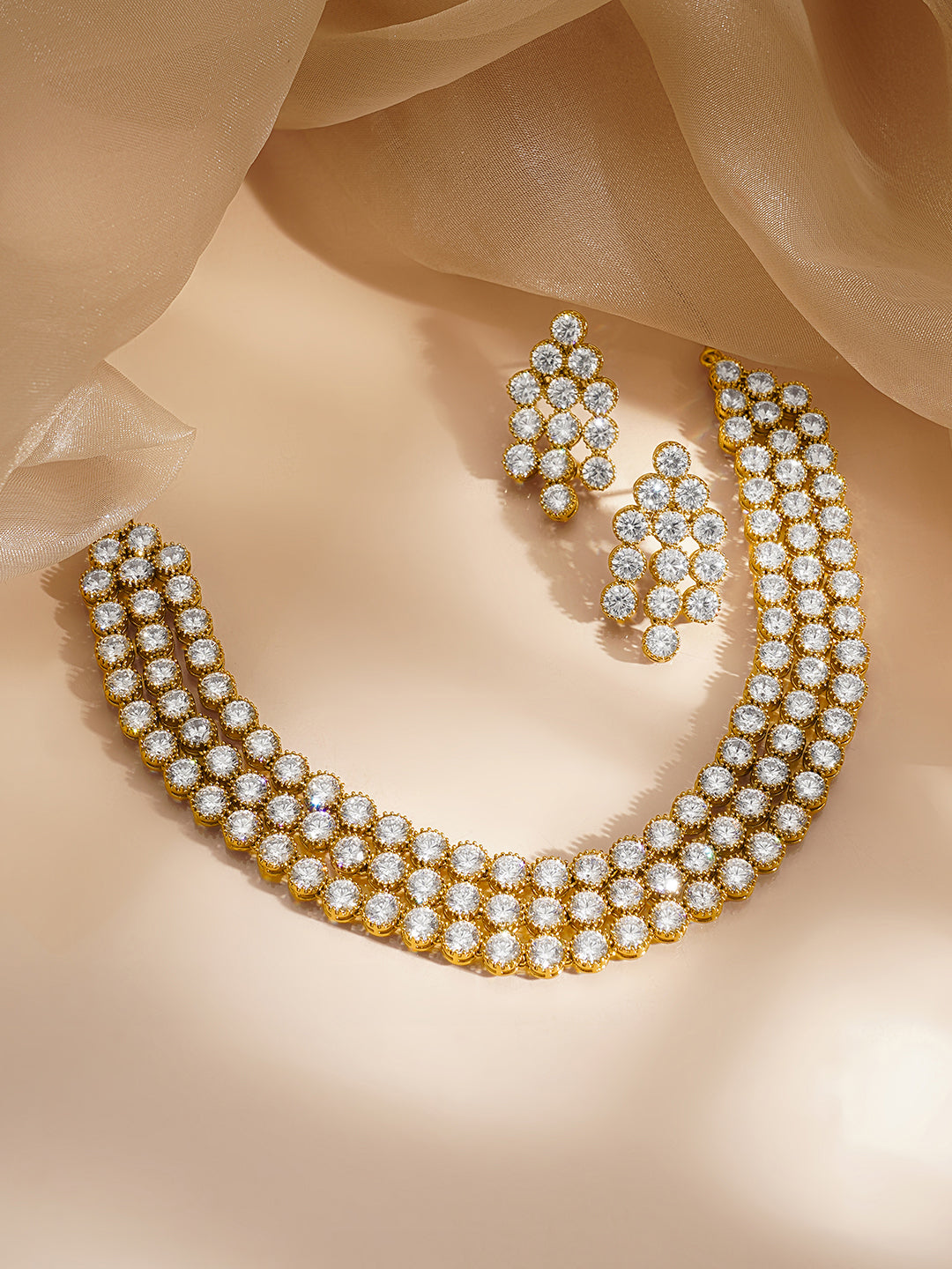 Royal Zirconia Statement Necklace Set フリーサイズ