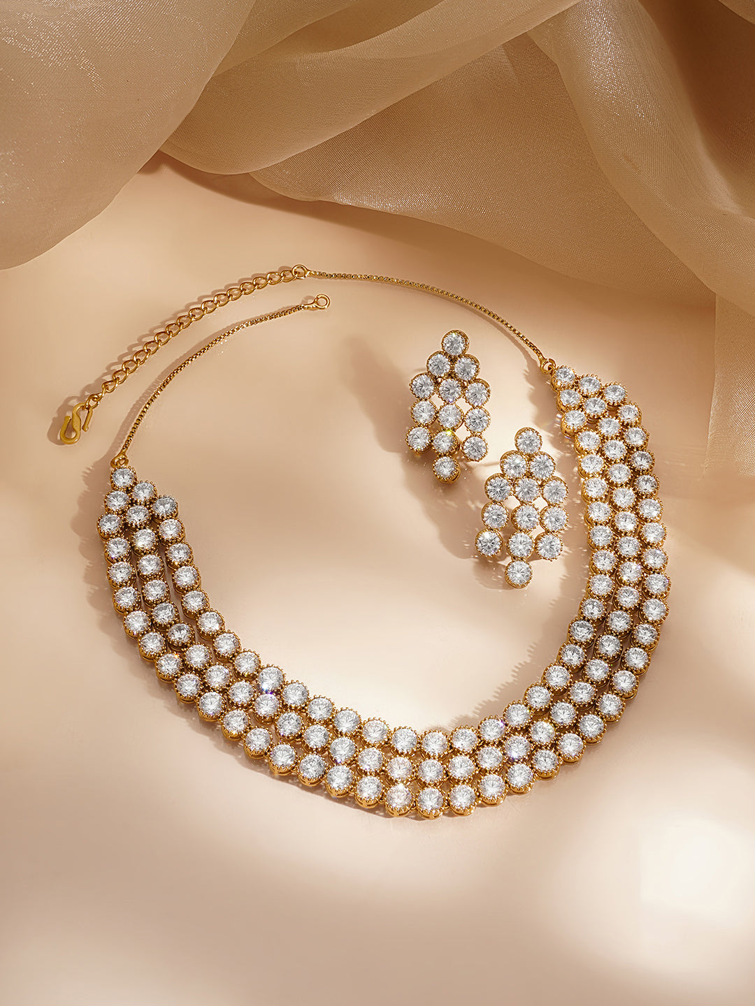 Royal Zirconia Statement Necklace Set フリーサイズ