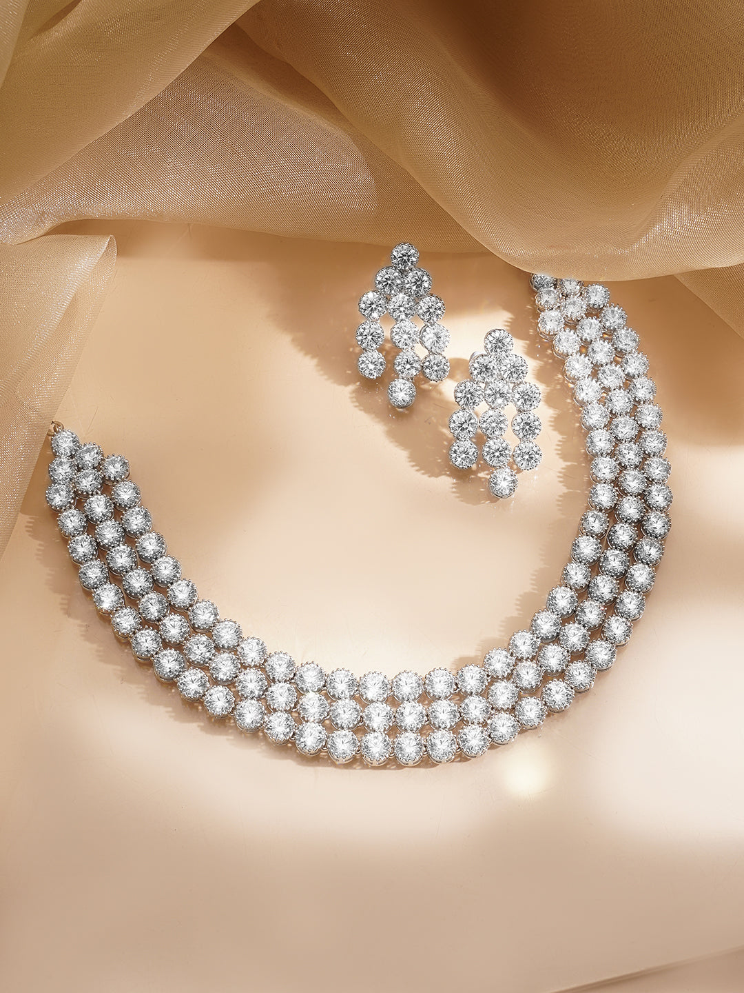 Elegant Diamond Layered Necklace Set フリーサイズ