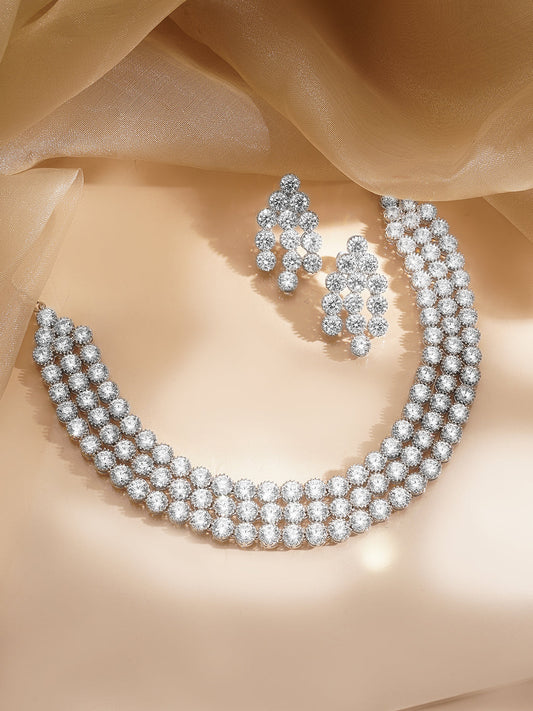 Elegant Diamond Layered Necklace Set フリーサイズ