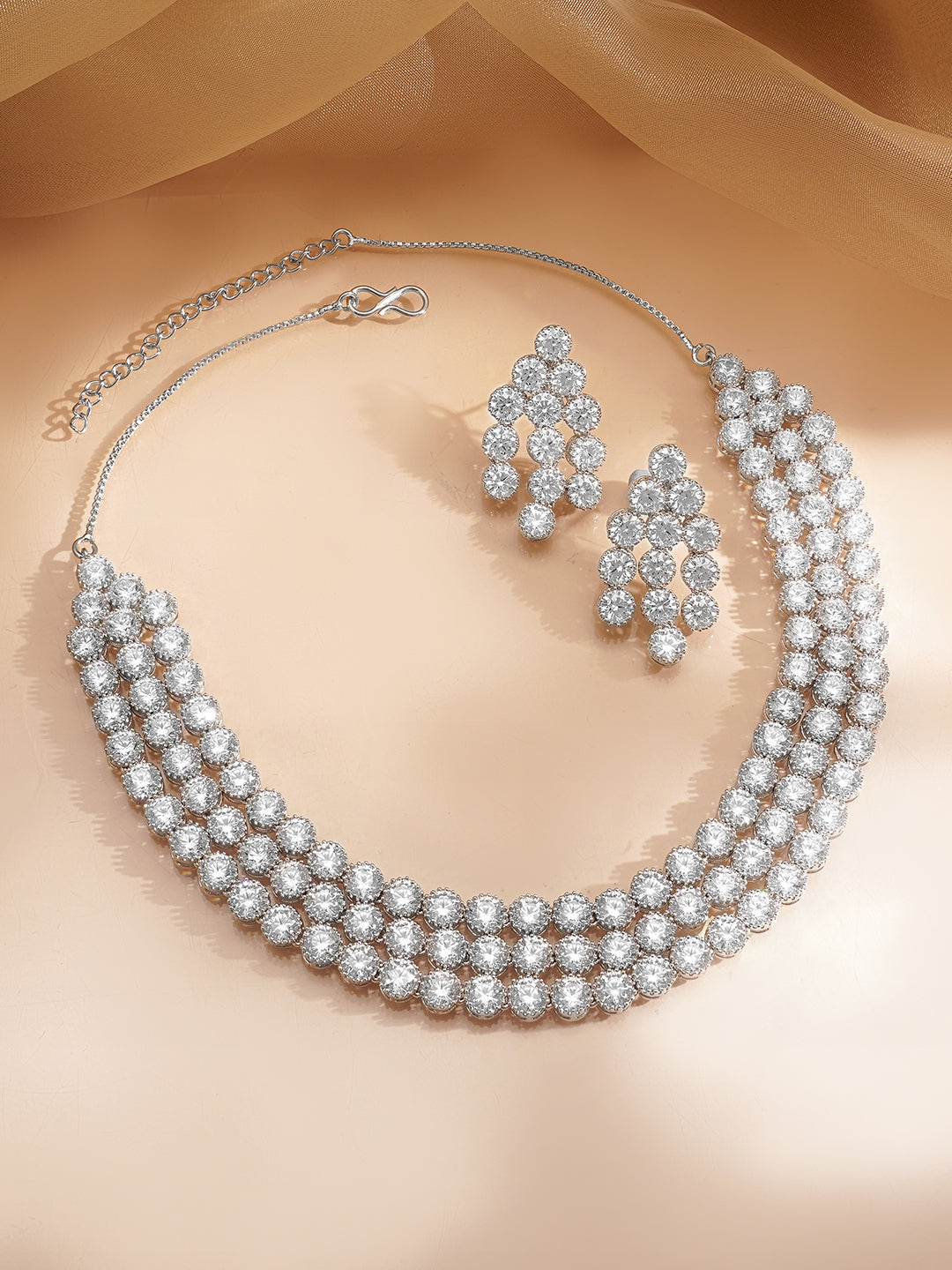 Elegant Diamond Layered Necklace Set フリーサイズ