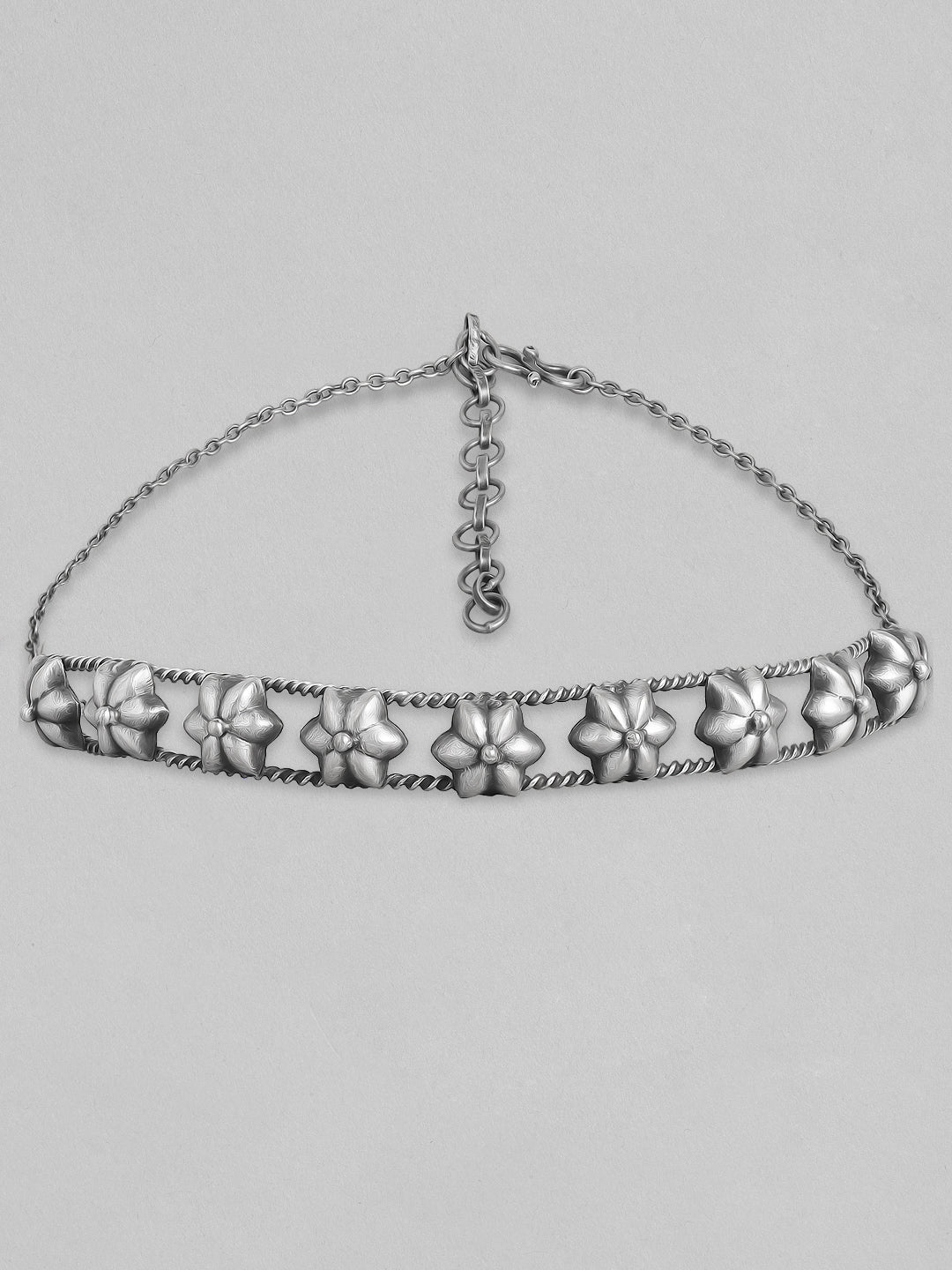 Rubans Floral Oxidised Handcrafted Silver Plated Choker Silver