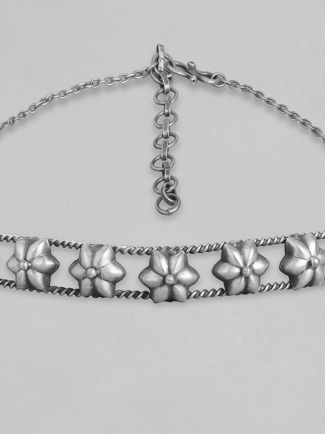 Rubans Floral Oxidised Handcrafted Silver Plated Choker Silver