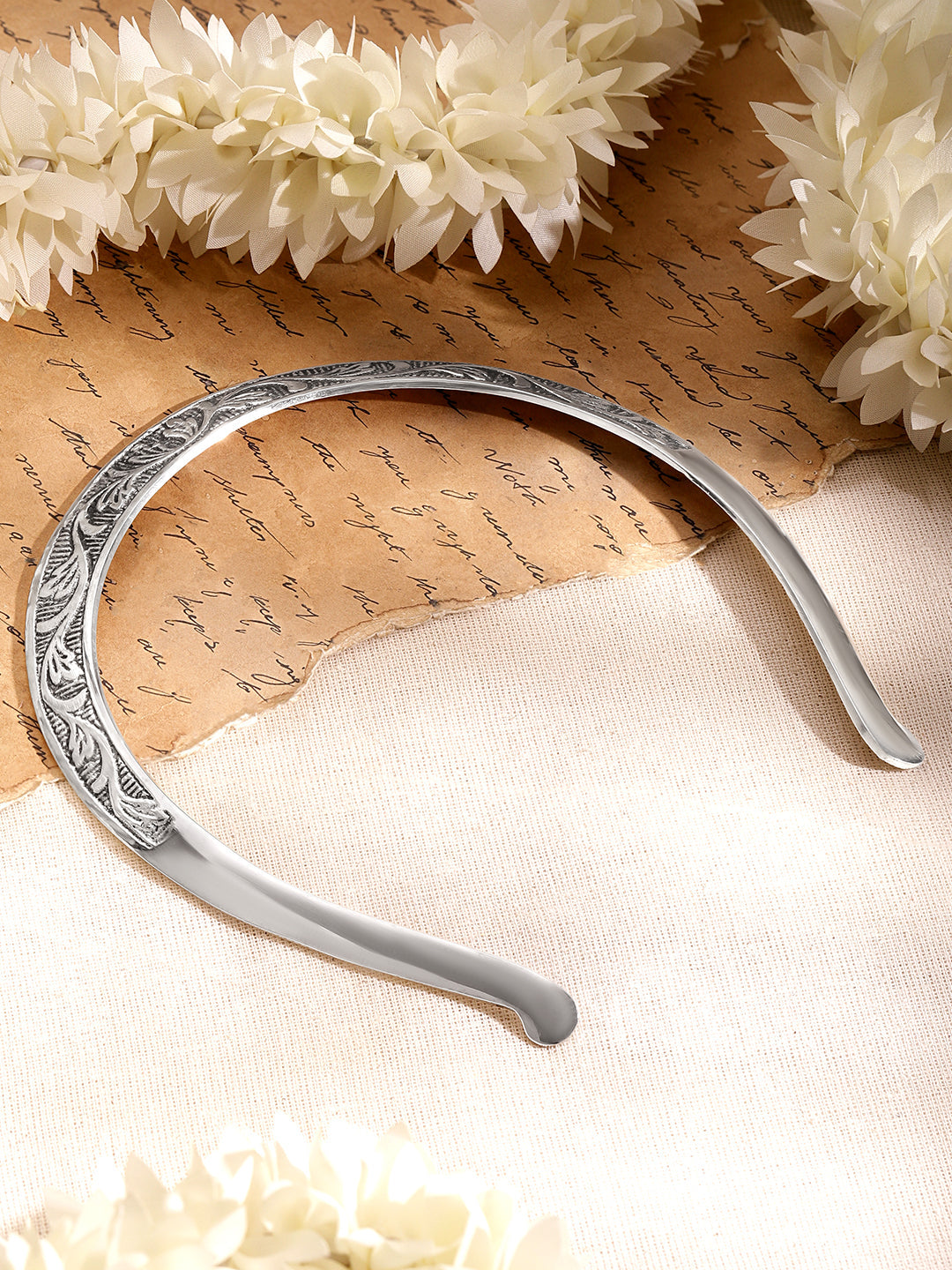 Floral Engraved Oxidised Choker フリーサイズ
