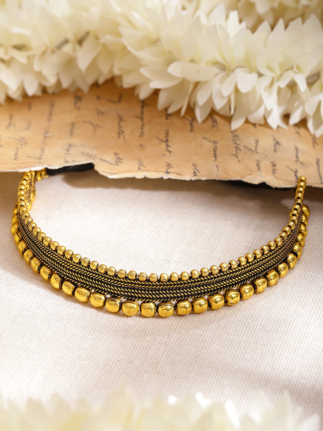Gold Beaded Choker フリーサイズ