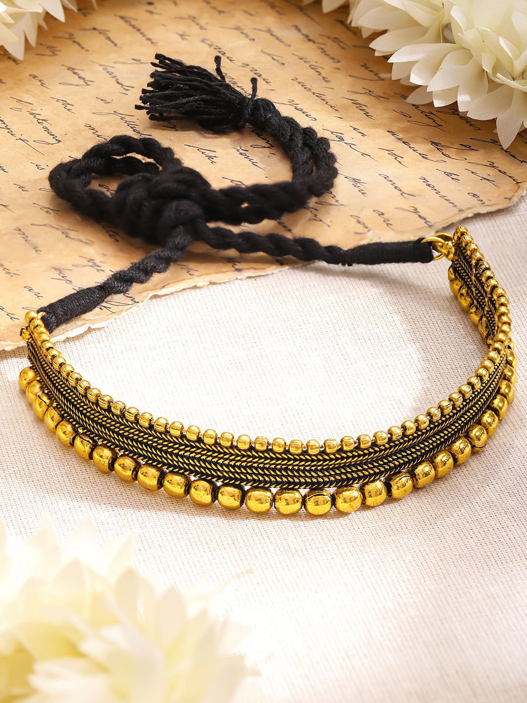 Gold Beaded Choker フリーサイズ