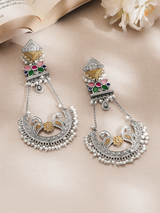 Oxidised Multicolor Statement Dangler Earrings フリーサイズ