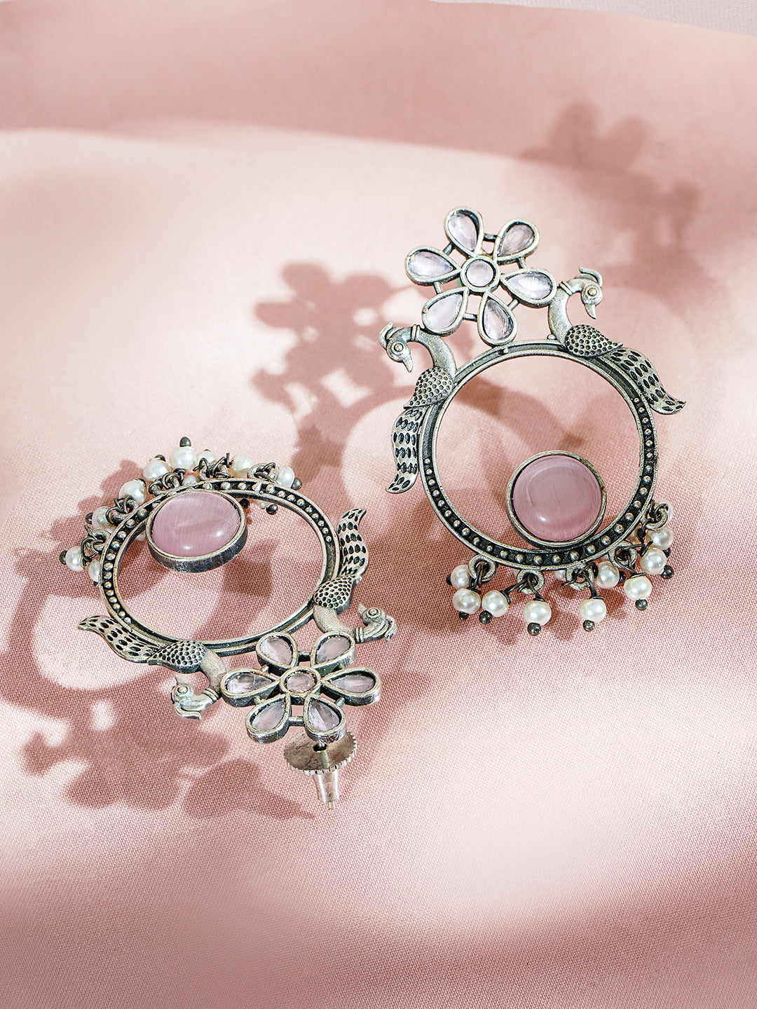Elegant Shine Pink Oxidised Danglers フリーサイズ