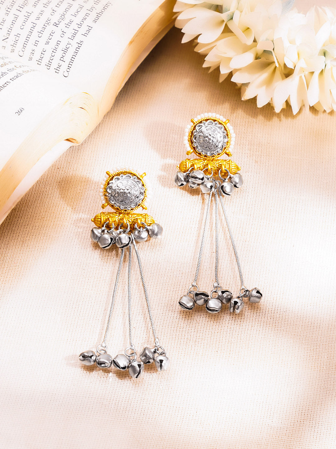 Oxidised Tassel Chain Ghungroo Dangler Earrings フリーサイズ