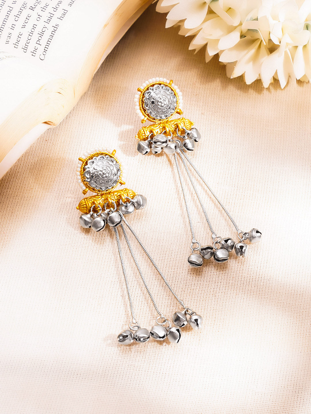 Oxidised Tassel Chain Ghungroo Dangler Earrings フリーサイズ