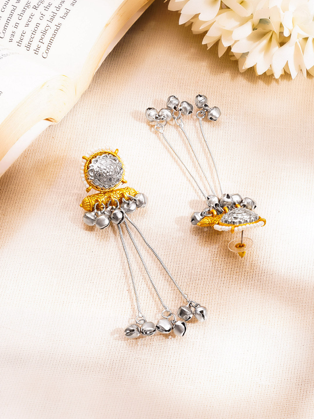 Oxidised Tassel Chain Ghungroo Dangler Earrings フリーサイズ