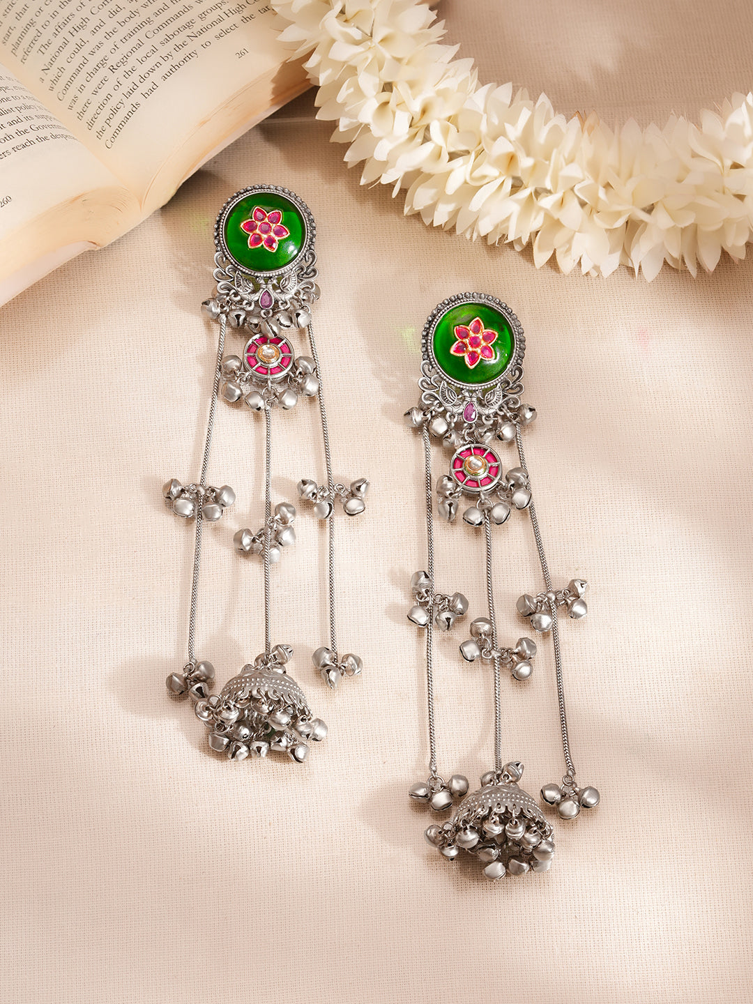 【Rubans】 Oxidised Kashmiri Jhumka Dangler Earrings｜オキシダイズド カシミール ジュムカ ダングラーイヤリング