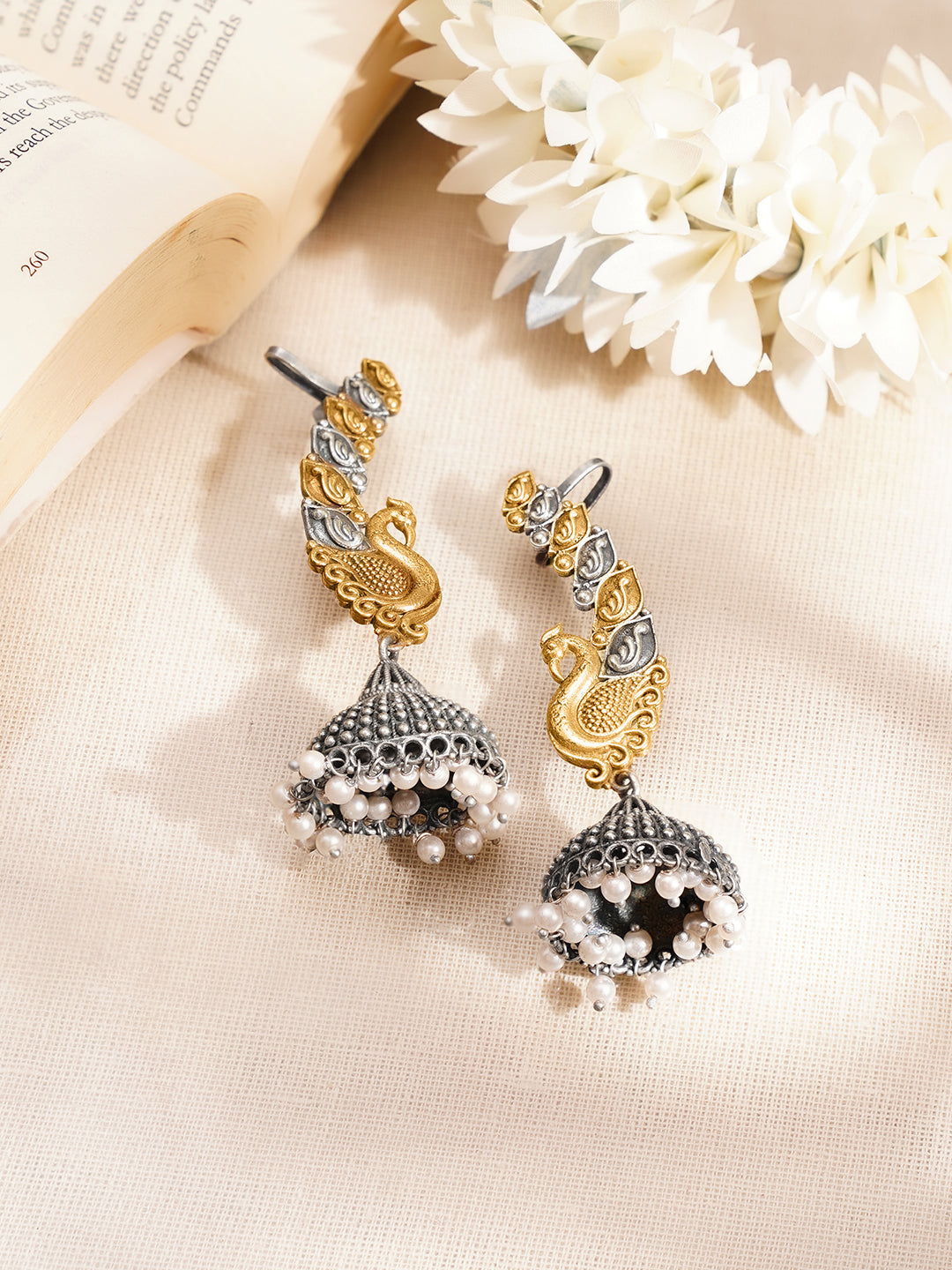 【Rubans】 Dual Toned Oxidised Peacock Motif Ear Cuff｜デュアルトーン オキシダイズド ピーコックモチーフ イヤカフ