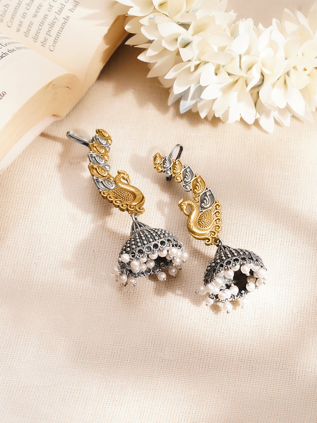 【Rubans】 Dual Toned Oxidised Peacock Motif Ear Cuff｜デュアルトーン オキシダイズド ピーコックモチーフ イヤカフ
