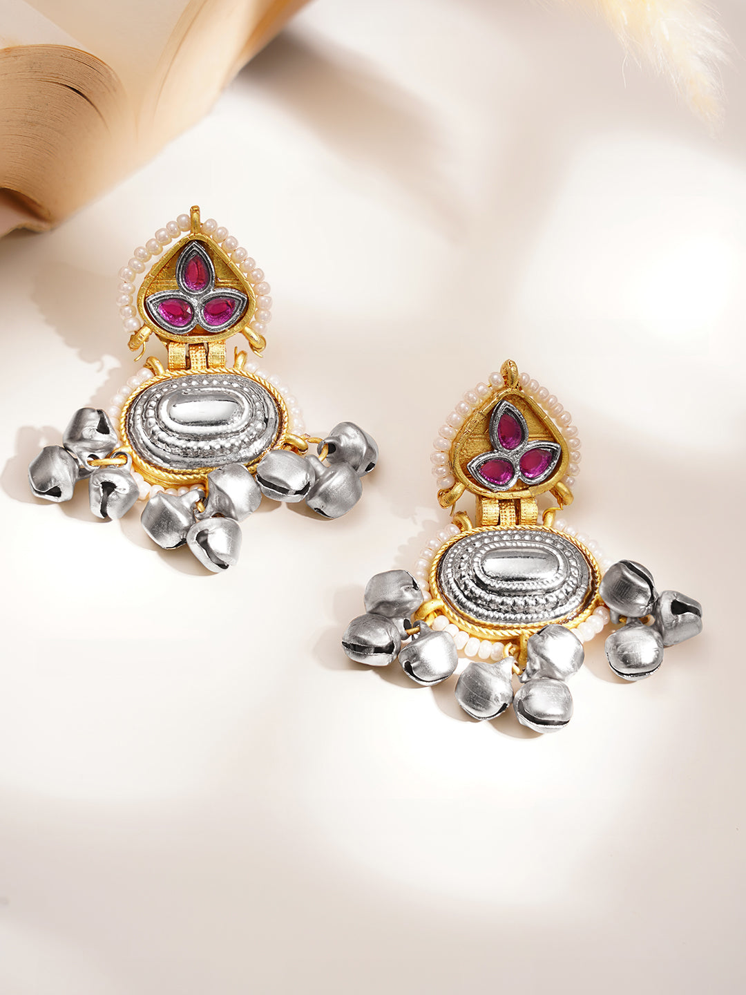 Festive Ready Oxidised Ruby Drop Earrings フリーサイズ
